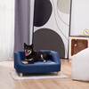 Bennett Linen Pet Sofa with Wood Style Foot & Washable Cover, Navy - Pet Beds - 3 - thumbnail