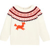 Toddler Jacquard Sweater, White & Red - Sweaters - 1 - thumbnail