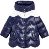 Color Block Puffer Jacket, Navy & White - Jackets - 1 - thumbnail
