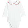 Baby Peter Pan Collar Bodysuit, White & Red - Onesies - 1 - thumbnail