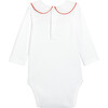 Baby Peter Pan Collar Bodysuit, White & Red - Onesies - 2