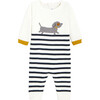 Baby Striped Onesie, Soft White & Navy - Onesies - 1 - thumbnail