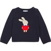 Toddler Intarsia Rabbit Sweater, Navy Blue - Sweaters - 1 - thumbnail