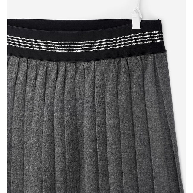 Pleated Flannel Skirt, Dark Grey - Skirts - 3