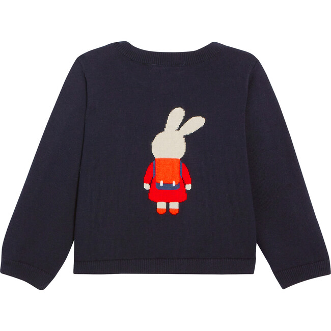 Toddler Intarsia Rabbit Sweater, Navy Blue - Sweaters - 2