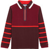 Color Block Polo Shirt, Burgundy - Shirts - 1 - thumbnail