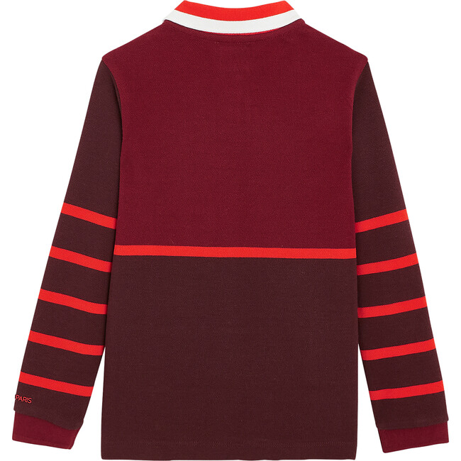 Color Block Polo Shirt, Burgundy - Shirts - 2