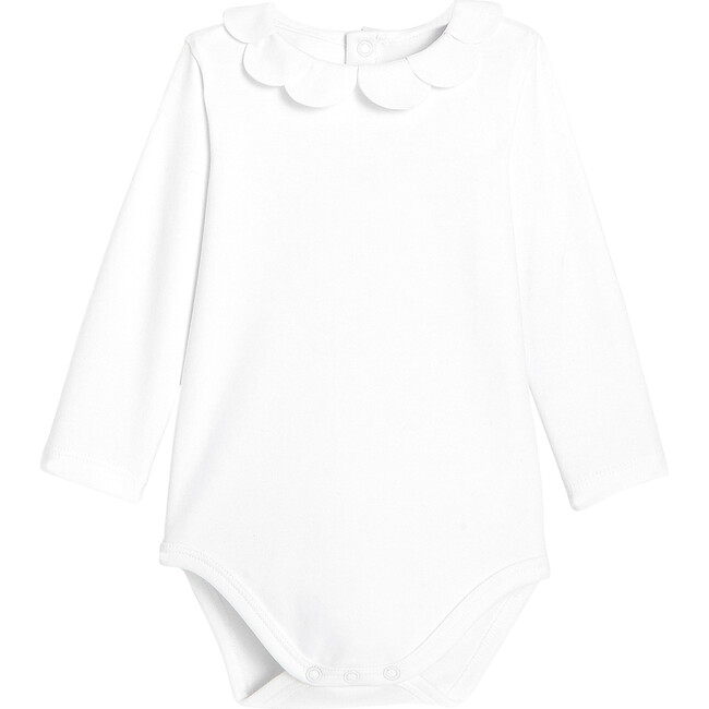 Baby Petal Collar Bodysuit, White Jacadi Girl Clothing