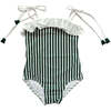 Lola Shoulder Tie One Piece, Forest Stripe - One Pieces - 1 - thumbnail