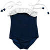 Lola Shoulder Tie One Piece, Navy White - One Pieces - 1 - thumbnail