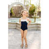 Lola Shoulder Tie One Piece, Navy White - One Pieces - 2