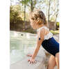Lola Shoulder Tie One Piece, Navy White - One Pieces - 3