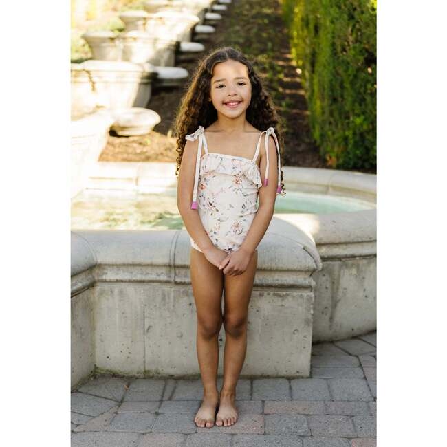 Lola Shoulder Tie One Piece, Vintage Rose Beige - One Pieces - 3