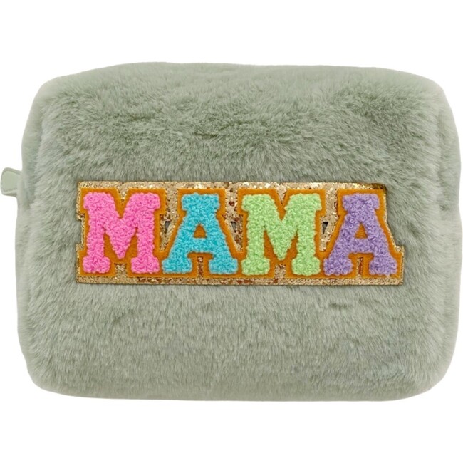 Women's Mama Patch Furry Makeup Pouch