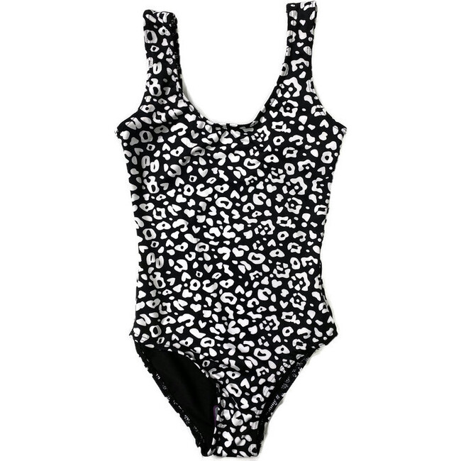 Basic One Piece Swimsuit, Black Cheetah