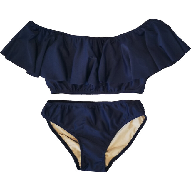 Two Piece Two Piece Ruffle Swimsuit, Navy