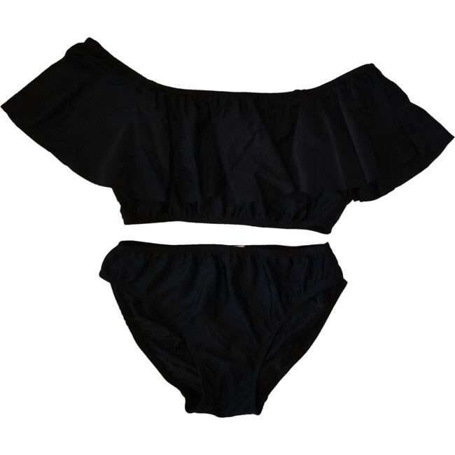 Two Piece Two Piece Ruffle Swimsuit, Black
