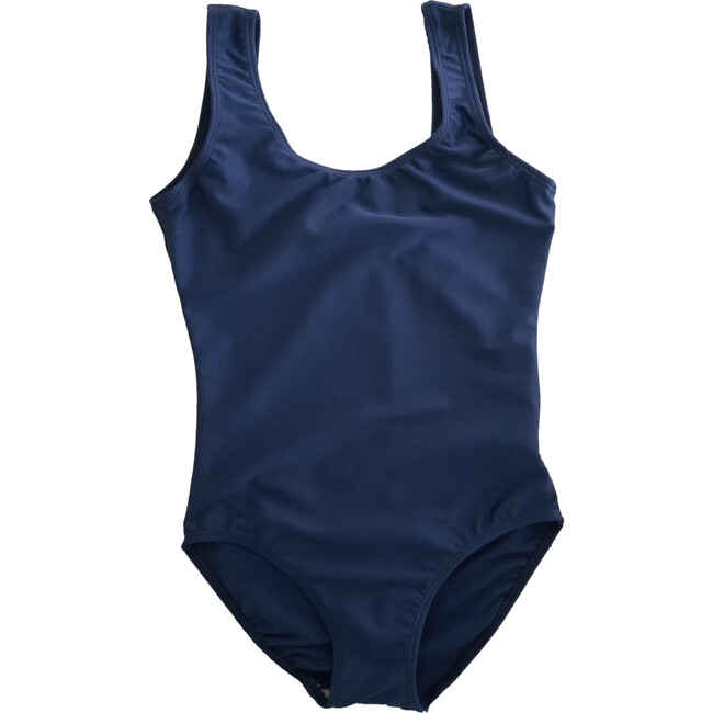 Basic One Piece Swimsuit, Navy - One Pieces - 1