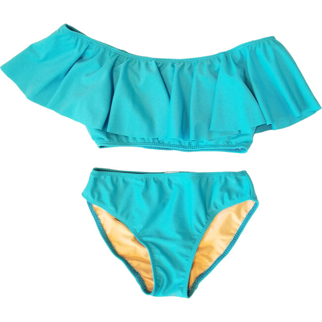 Two Piece Two Piece Ruffle Swimsuit, Turquoise