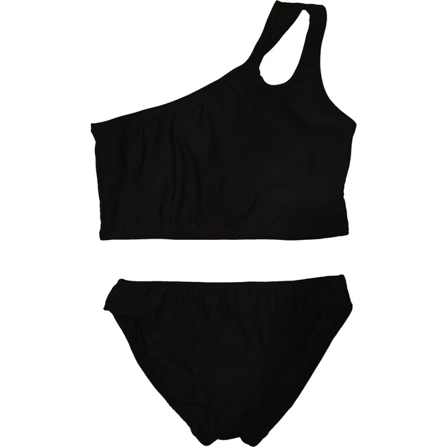 Two Piece One Shoulder Swimsuit, Black