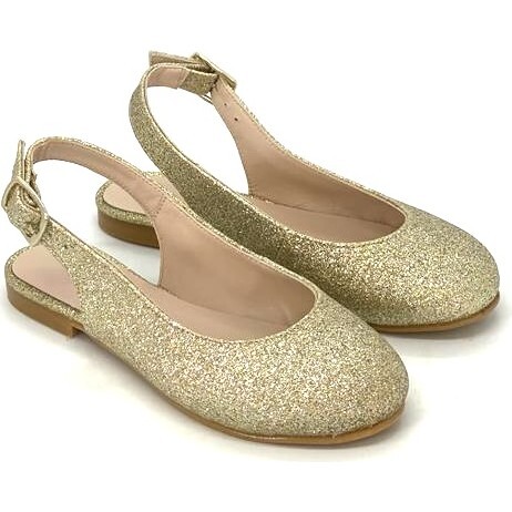 Isidore Slingback Ballerina, Gold Glitter - Flats - 1