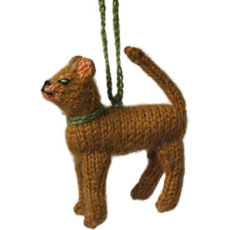 Hand Knit Alpaca Wool Abyssinian Cat Ornament