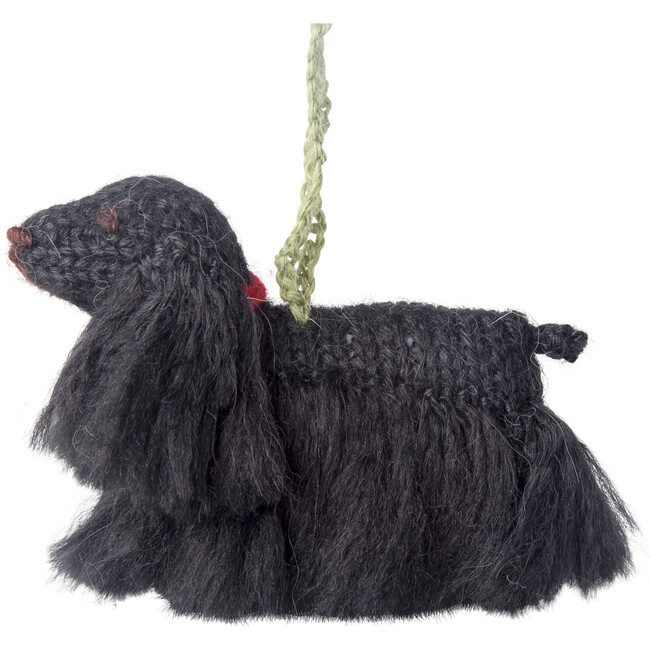 Hand Knit Alpaca Wool Black Cocker Spaniel Dog Ornament