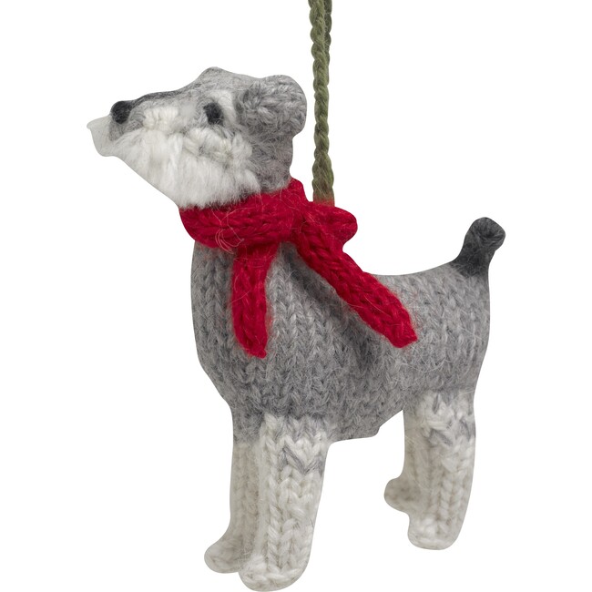 Hand Knit Alpaca Wool Schnauzer Dog Ornament