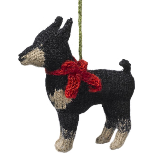 Hand Knit Alpaca Wool Doberman Pinscher Dog Ornament