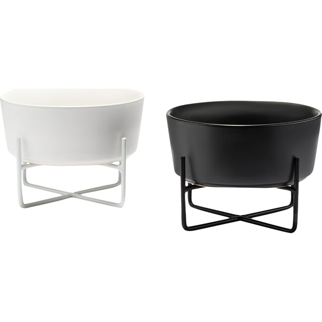 Simple Solid Bowl & Stand, Matte Black