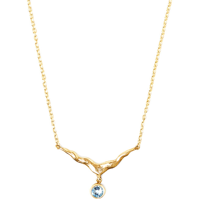 March Aquamarine Crystal Birthstone Necklace