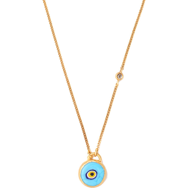 Turquoise Evil Eye Necklace With Champagne Diamond