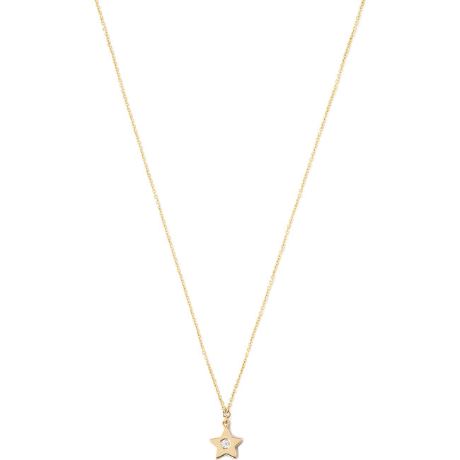 14k Gold Star Necklace with Diamond Inlay