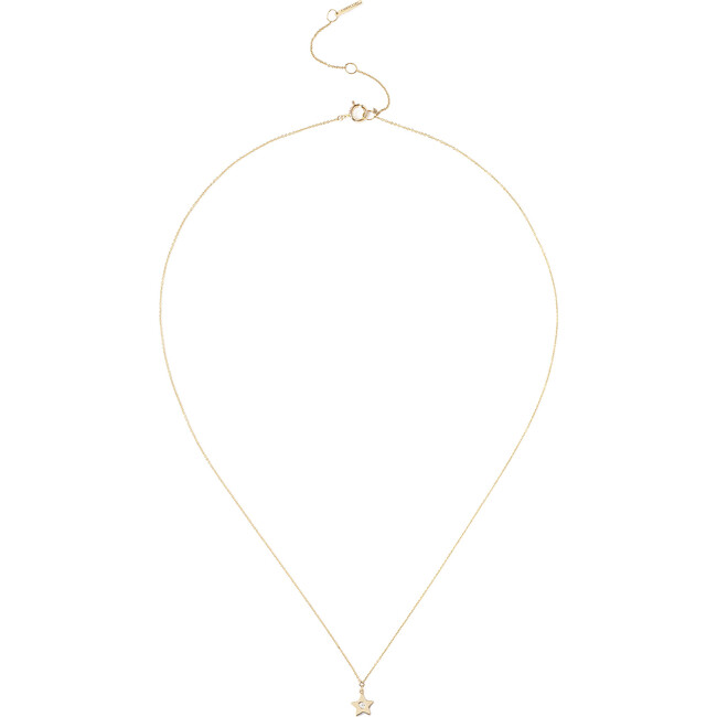 14k Gold Star Necklace with Diamond Inlay - Necklaces - 2