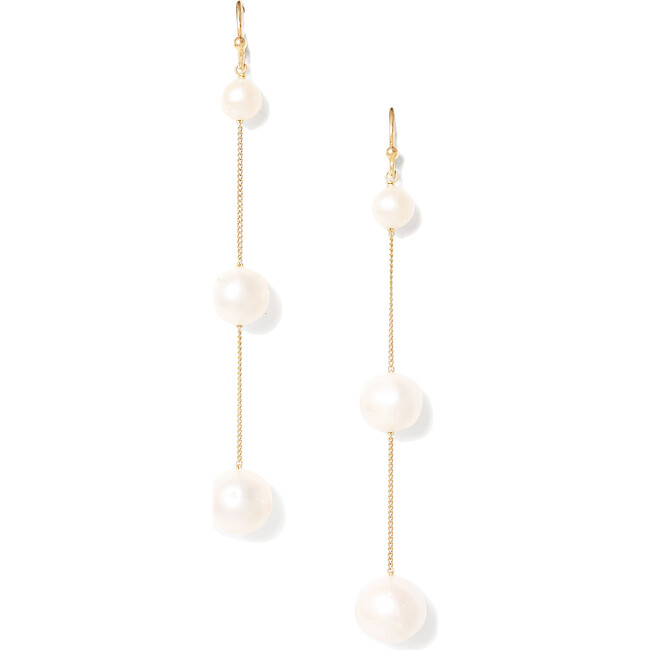 Tiered Floating White Pearl Earrings