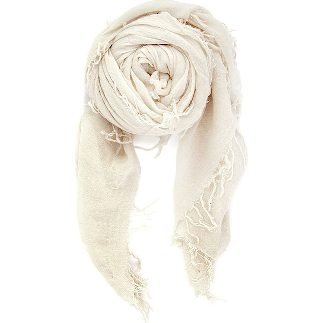 Eggshell Cashmere and Silk Scarf - Scarves - 1 - zoom