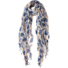 Indigo Blue French Floral Cashmere and Silk Scarf - Scarves - 1 - thumbnail