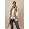 Indigo Blue French Floral Cashmere and Silk Scarf - Scarves - 2 - thumbnail