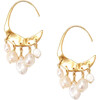 Petite Crescent White Pearl and Gold Hoop Earrings - Earrings - 3 - thumbnail
