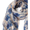 Indigo Blue French Floral Cashmere and Silk Scarf - Scarves - 3