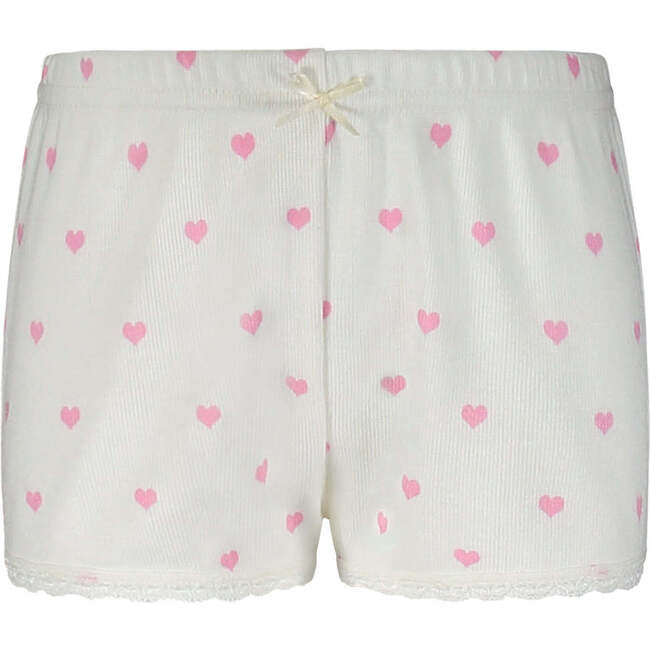 Girls Short, Pink Hearts Print - Pajamas - 1 - zoom