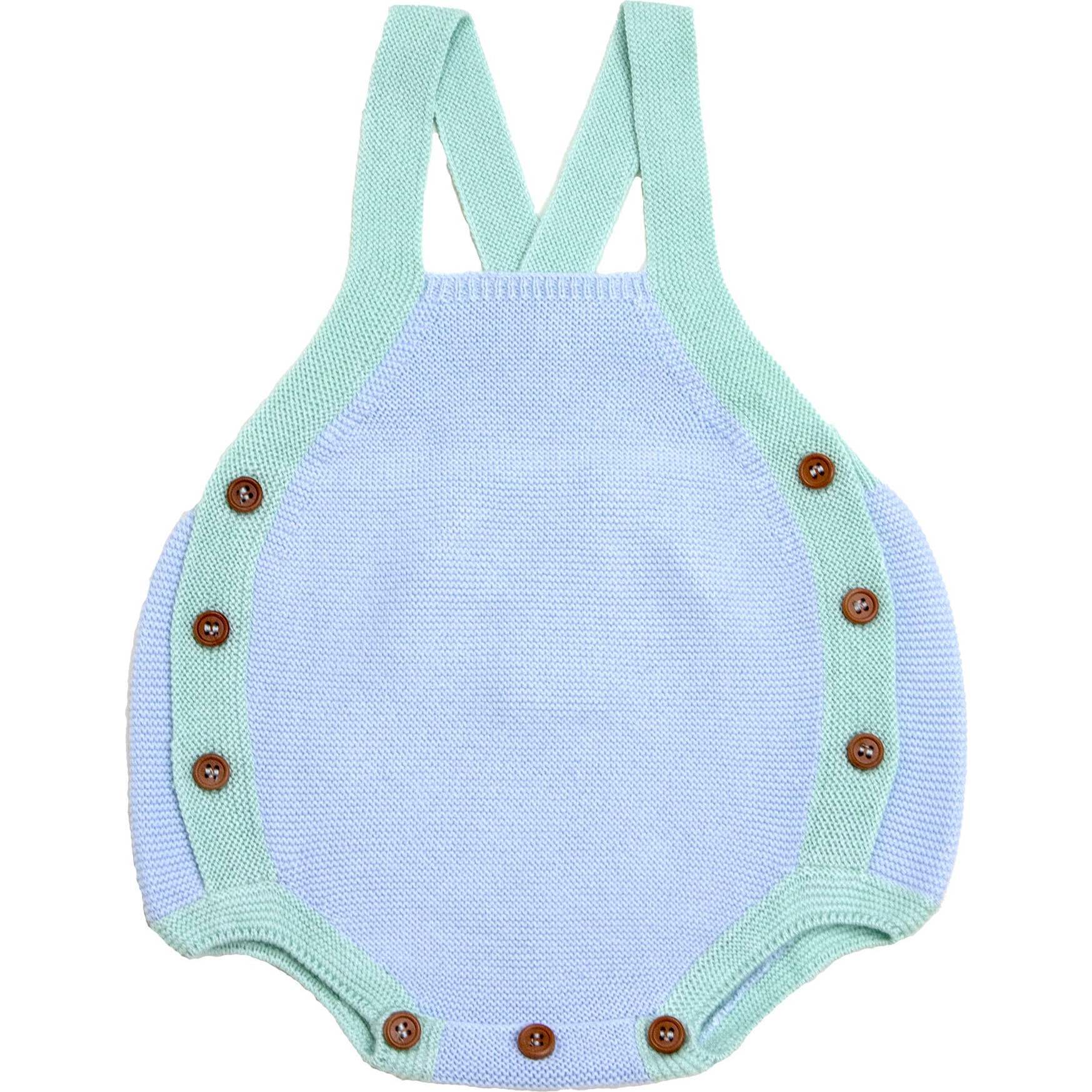 Colorblock Knit Bubble, Light Blue - Rompers - 1
