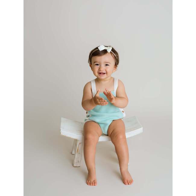 Colorblock Knit Bubble, Mint Green - Rompers - 2