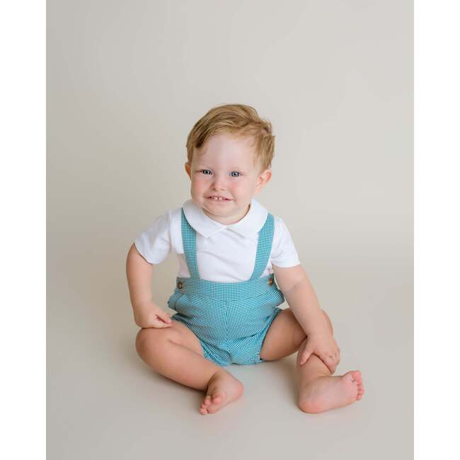 Jackson Overall Bubble, Teal - Rompers - 2