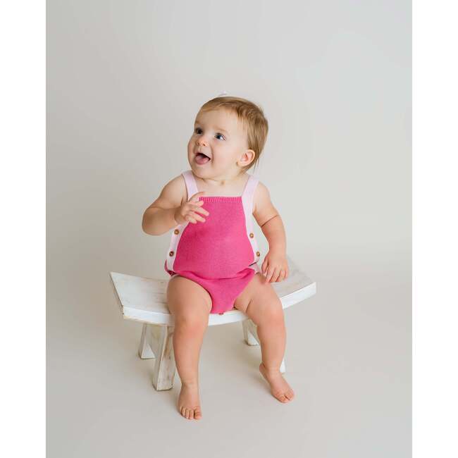 Colorblock Knit Bubble, Pink - Rompers - 3