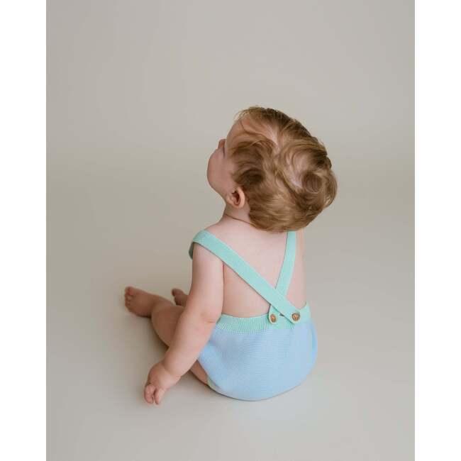 Colorblock Knit Bubble, Light Blue - Rompers - 3