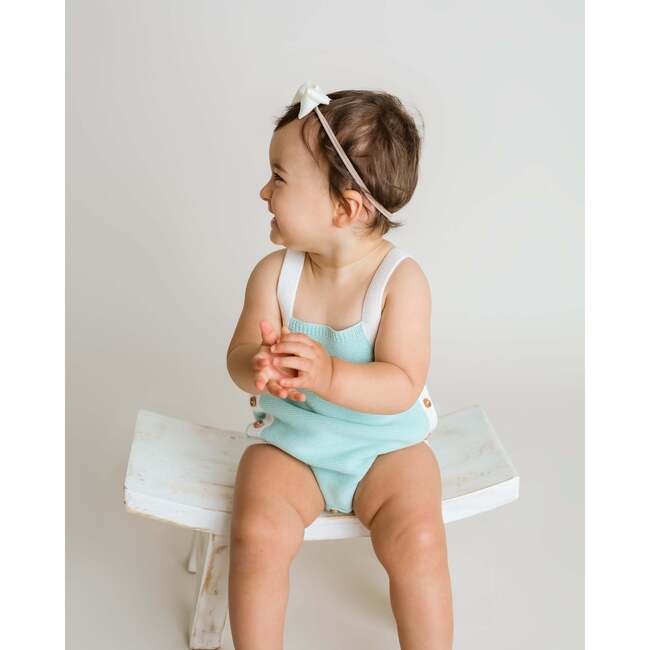 Colorblock Knit Bubble, Mint Green - Rompers - 3