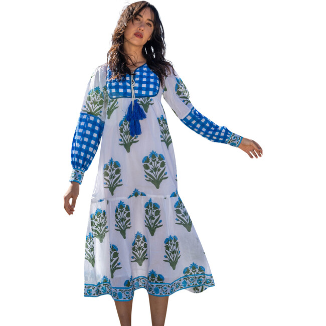 Women's Jodhpur Dress, London Blue & Moss