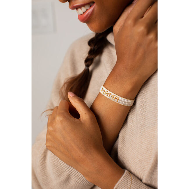 Small White & Gold MAMA Bracelet - Bracelets - 3