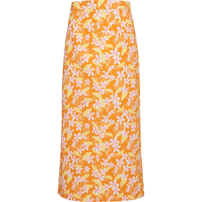 Pencil Skirt, Orange Frangipani